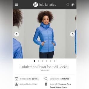 lululemon athletica Blue Puffer Jacket